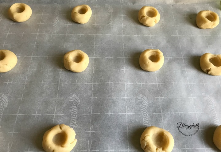 thumbprint indentation for raspberry shortbread cookies