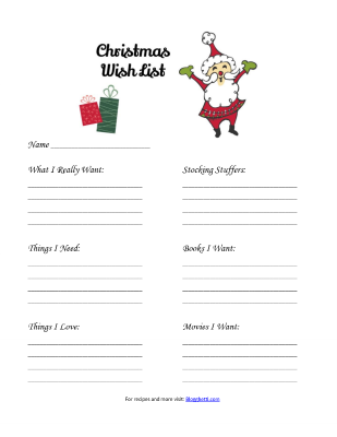 Free Printable Christmas Wish List