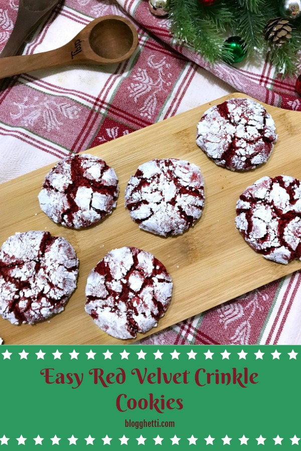 Easy Red Velvet Crinkle Cookies - pin