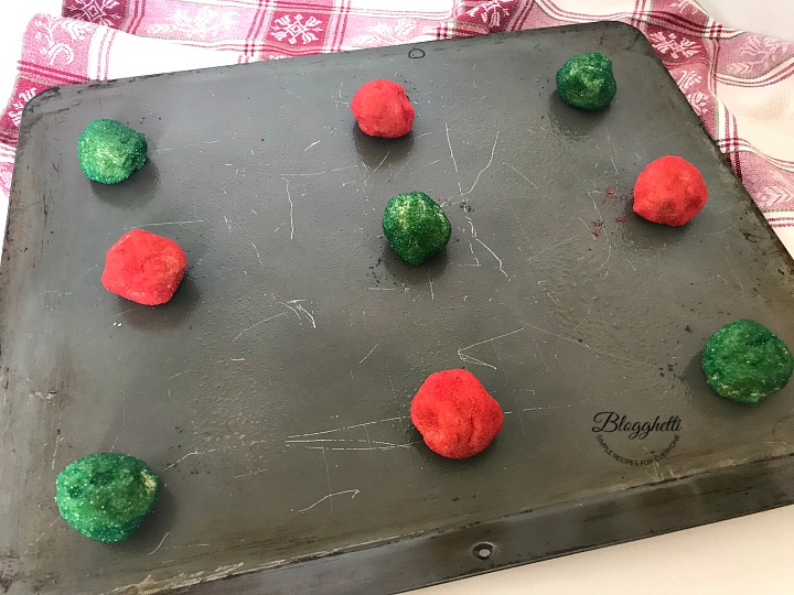 cookie dough balls rolled in colored sugar