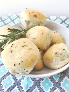 bowl filled with Slow Cooker Rosemary Dinner rolls
