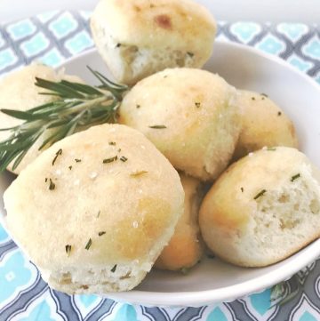 bowl filled with Slow Cooker Rosemary Dinner rolls