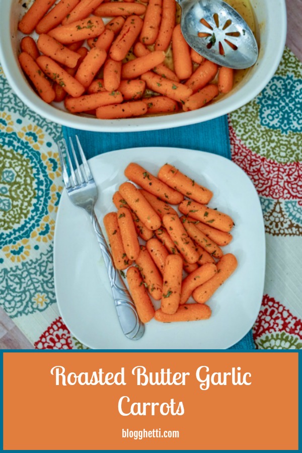 close up of roasted butter garlic carrots