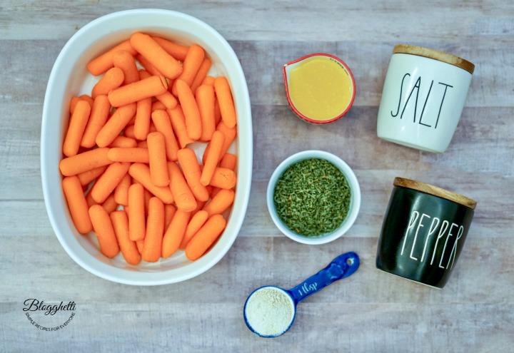 ingredients for roasted butter garlic carrots