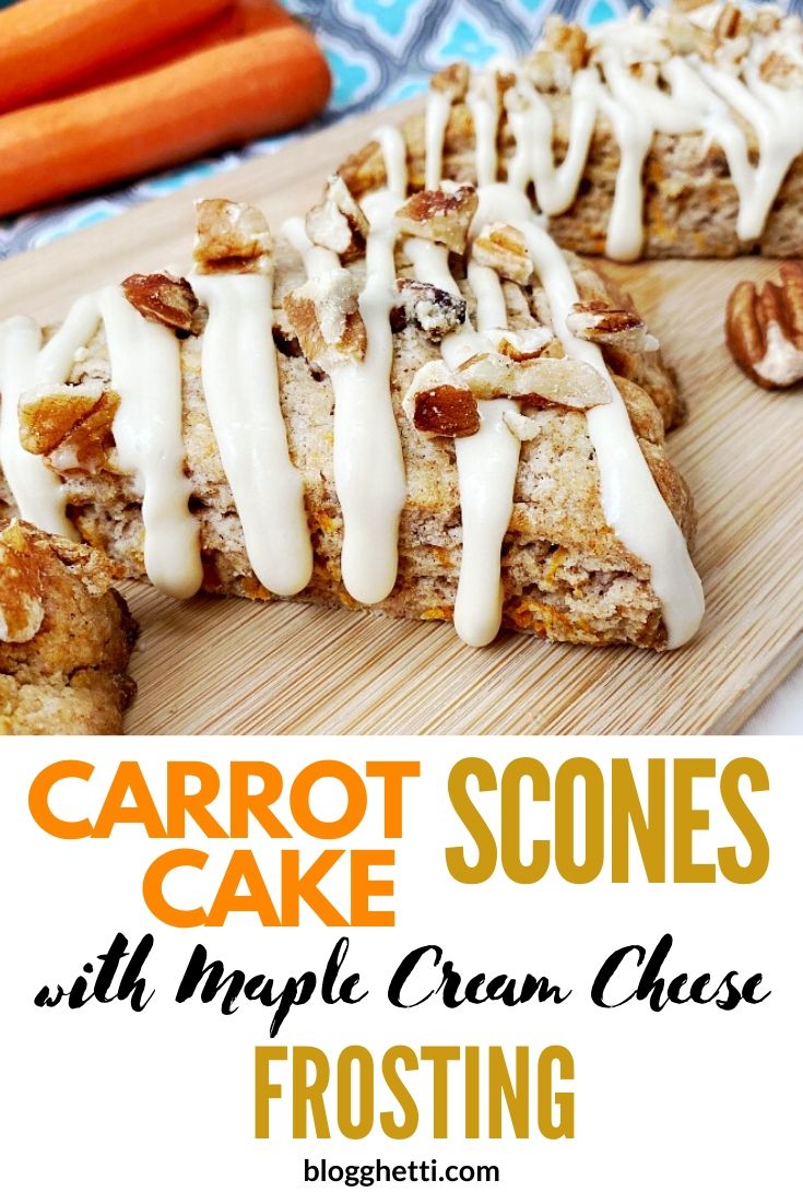 Carrot cake scones with pecans and frosting - pin