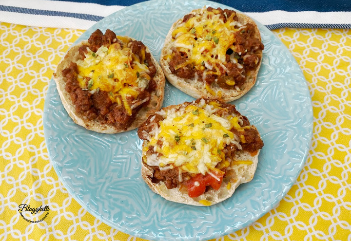 Cheesy Sloppy Joes on English Muffins - feature