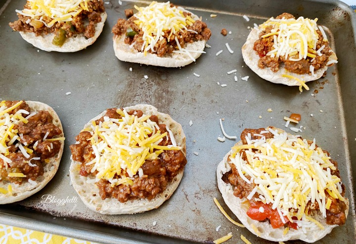 cheesy sloppy joes ready to bake in oven