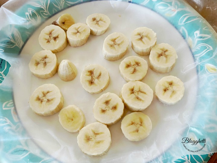 frozen banana slices on plate