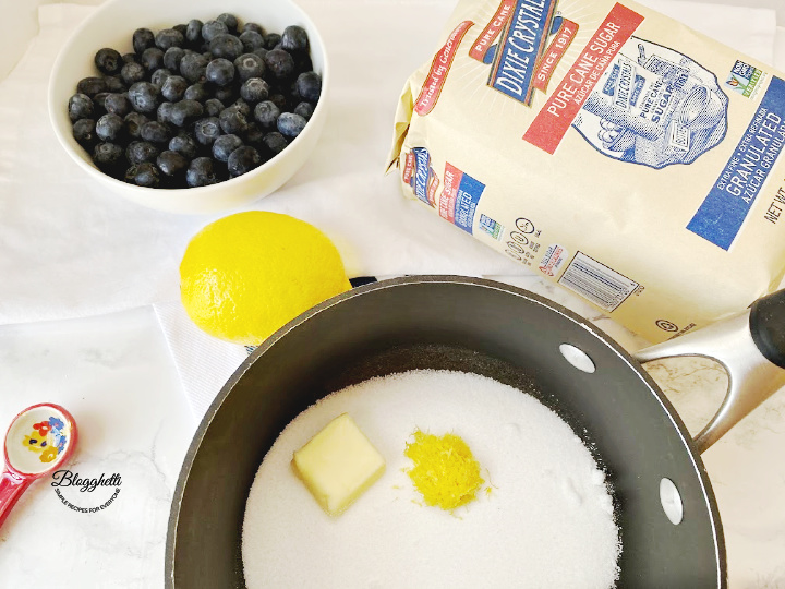 ingredients for blueberry filling for tarts