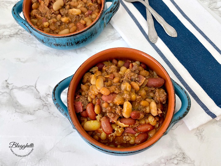Calico Baked Beans cooked in the crock pot