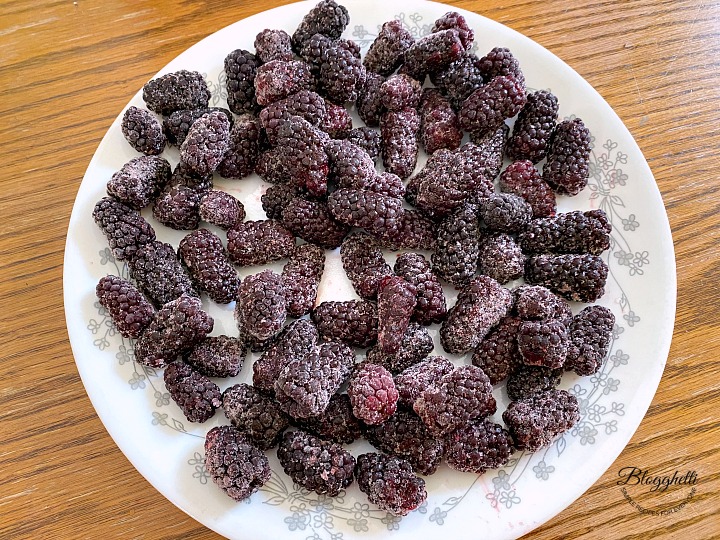 frozen blackberries on a plate