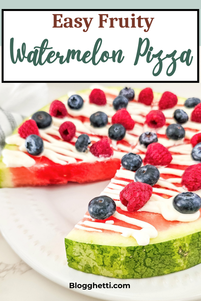 Easy Fruity Watermelon Pizza image with text