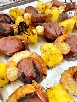 Grilled Shrimp and Sausage with Pineapple Skewers Grilled Shrimp and Sausage with Pineapple