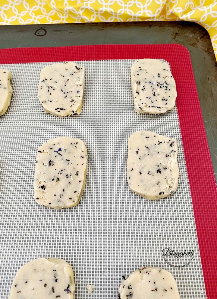 blueberry earl grey shortbread cookies ready to bake