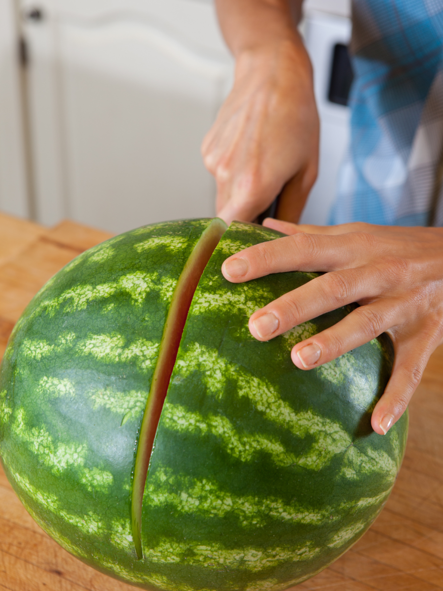 slicing watermelon