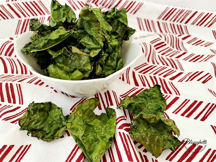 Air Fryer Kale Chips in white bowl