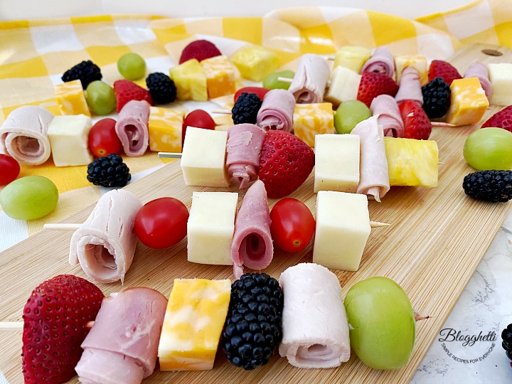 Cheese and Meat with Fruit Lunch Kabobs