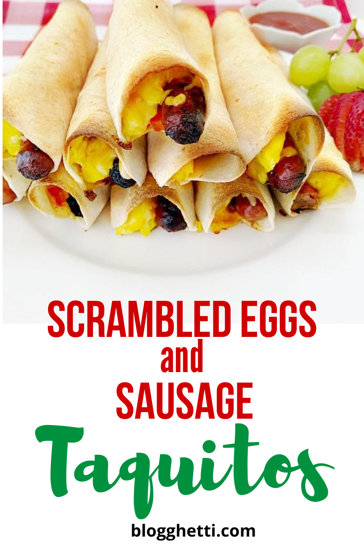 scrambled eggs and sausage breakfast taquitos