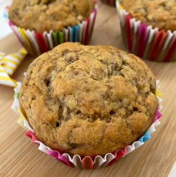 sugar free banana muffins - closeup