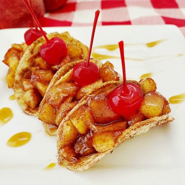 apple pie tacos with maraschino cherries on top