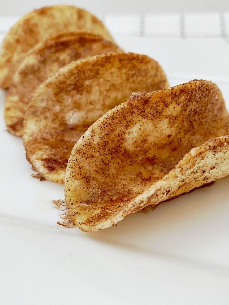 empty cinnamon sugar taco shell