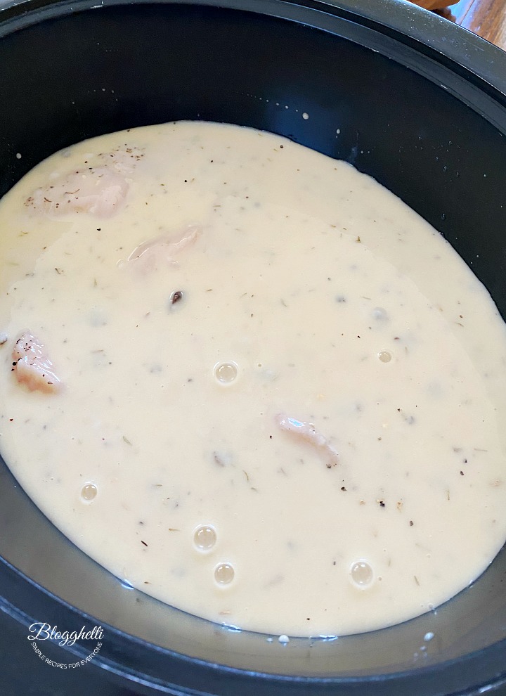 slow cooker chicken and gravy mixture