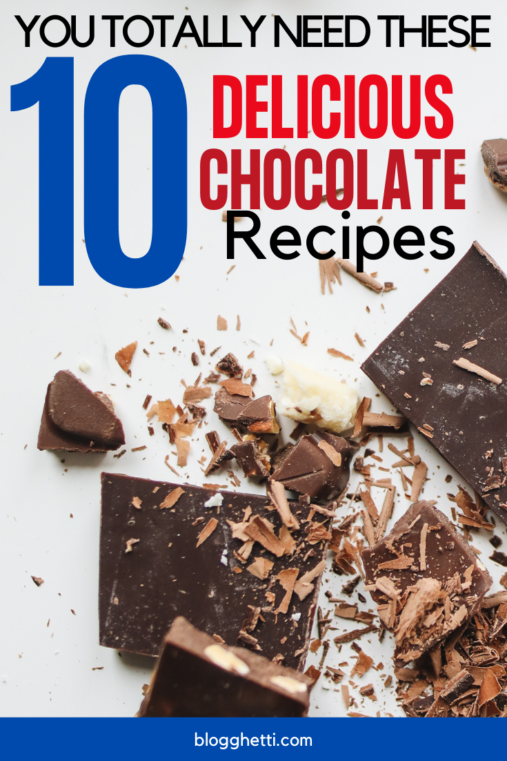 10 delicious and easy chocolate recipes round up with text overlay