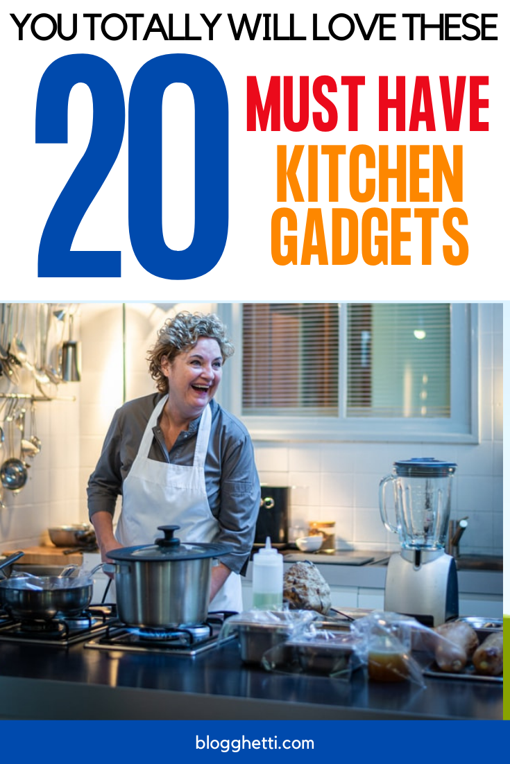 20 must have kitchen gadgets gift guide with text overlay