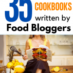 35 foodblogger cookbooks with text overlay