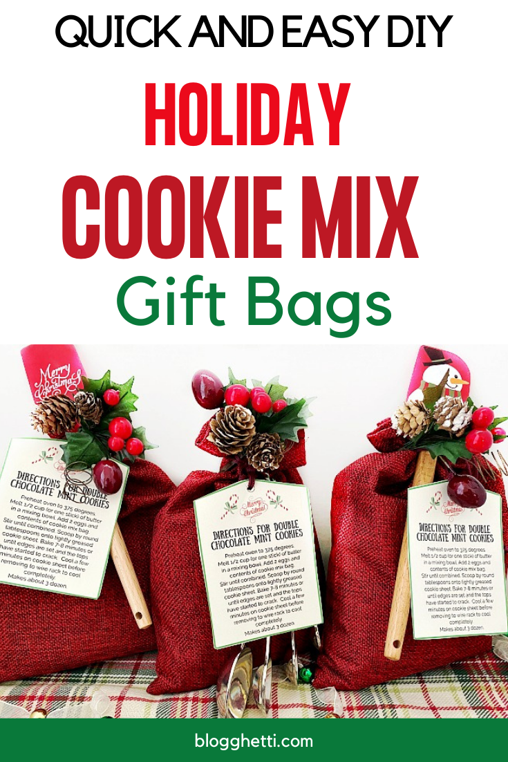 Christmas Cookie Mix Gift Bag with Printable Tags - pin image