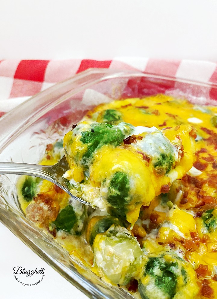 Creamy Cheesy Brussels Sprouts Casserole with Bacon
