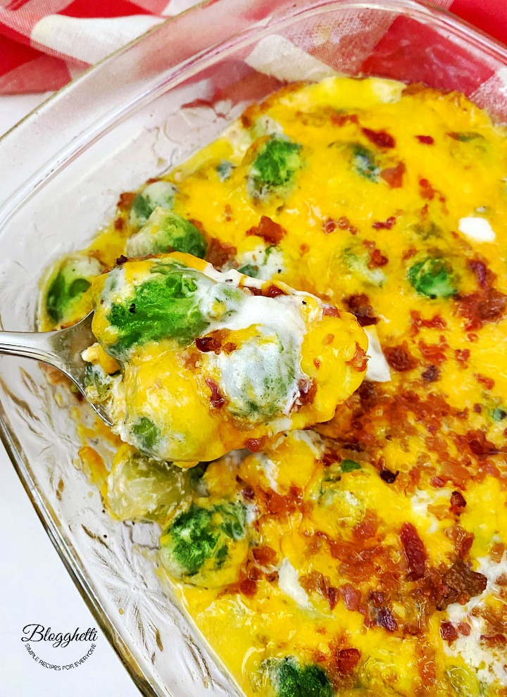Creamy Cheesy Brussels Sprouts with Bacon