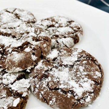 chocolate crinkle cookies on white plate