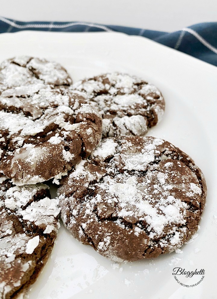 chocolate crinkle cookies on white plate