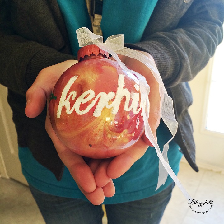 Paint Pour Christmas Ornaments - Domestically Creative