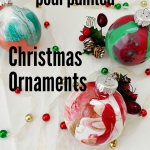 DIY Craft for Pour Painted Christmas Ornament with text overlay