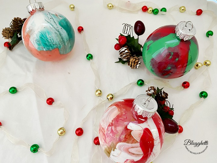 DIY Pour Painted Christmas Ornaments