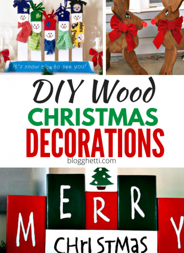 DIY Wood Christmas Decorations with text overlay
