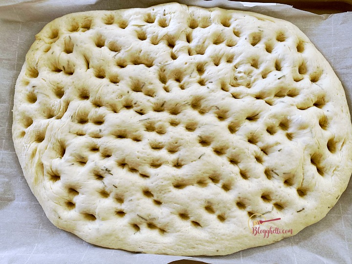 Focaccia bread dough prepped