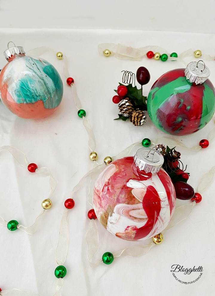 Pour-Painted Christmas Ornaments With Clear Ornaments - Happy