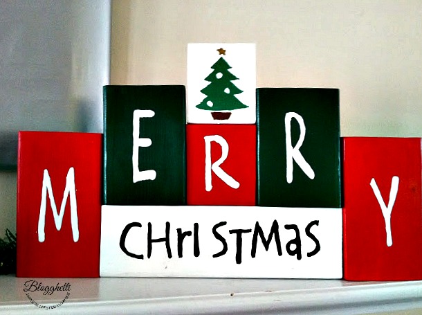 Merry Christmas wooden blocks