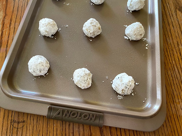 White Chocolate Cranberry Crinkle cookie dough on baking sheet