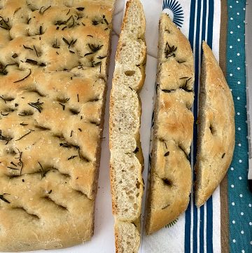 sliced rosemary focaccia bread