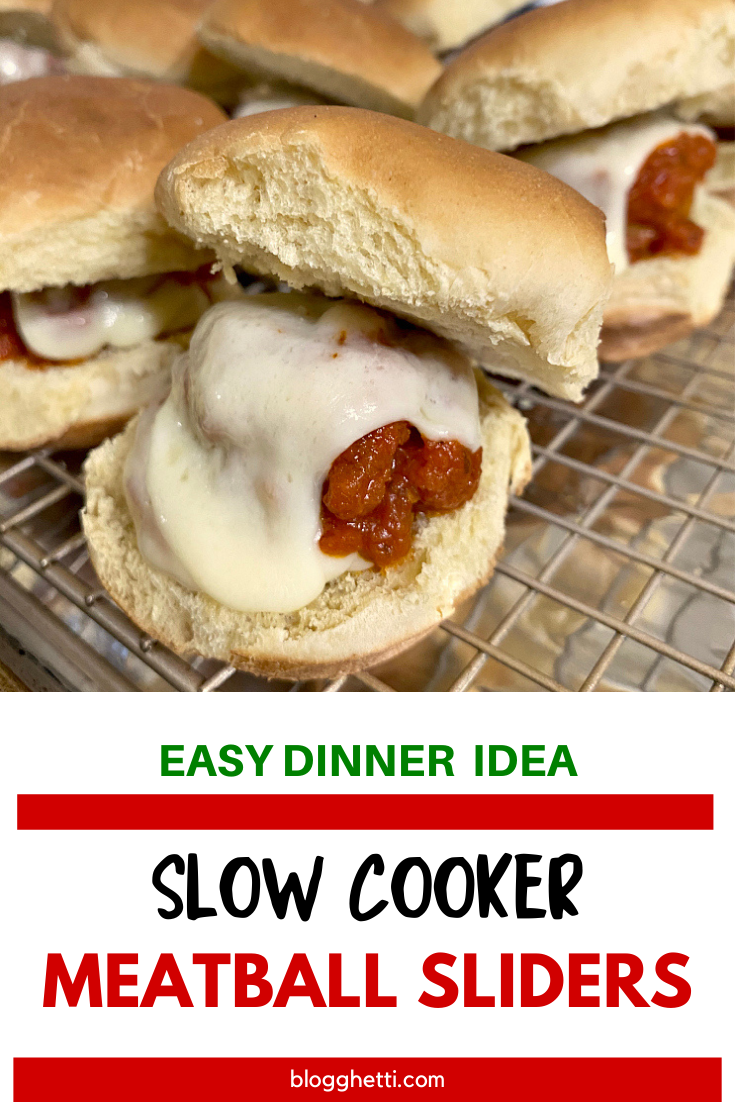 Easy slow cooker meatball sliders with text overlay