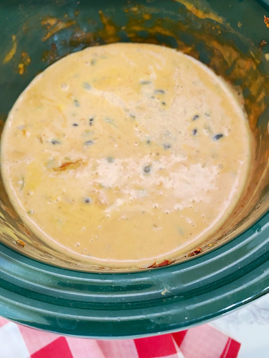 crock pot with ready to eat cheese dip