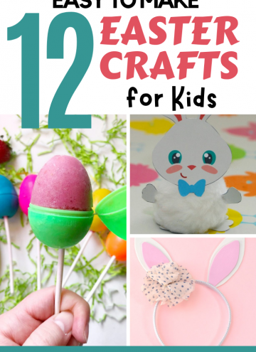collage of Easter kids crafts with text overlay