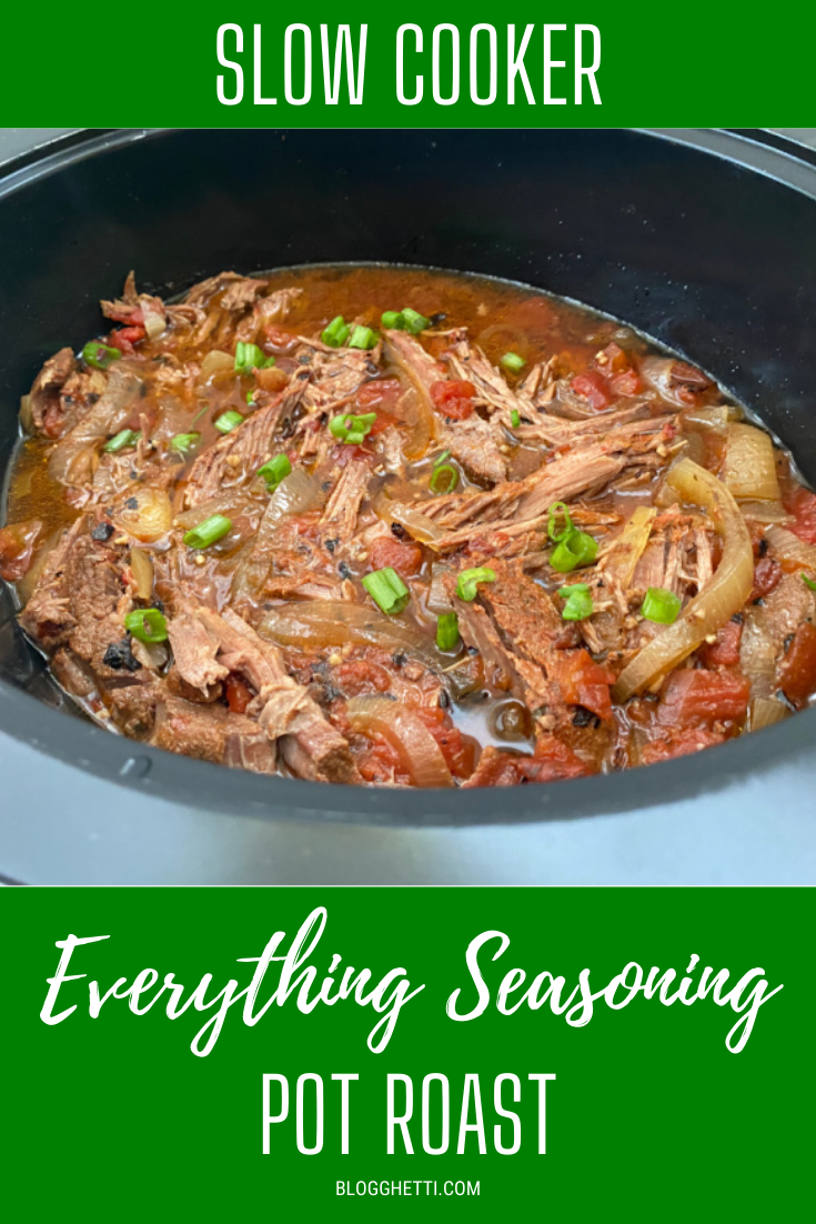 Everything seasoning pot roast with text overlay