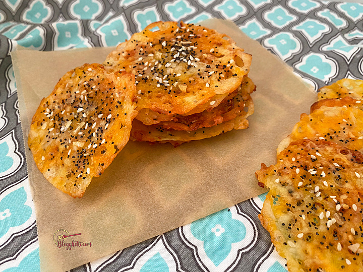 Baked Cheese Chips with Everything Bagel seasoning