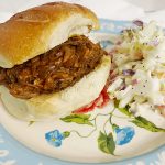 bbq sandwich with beef and coleslaw