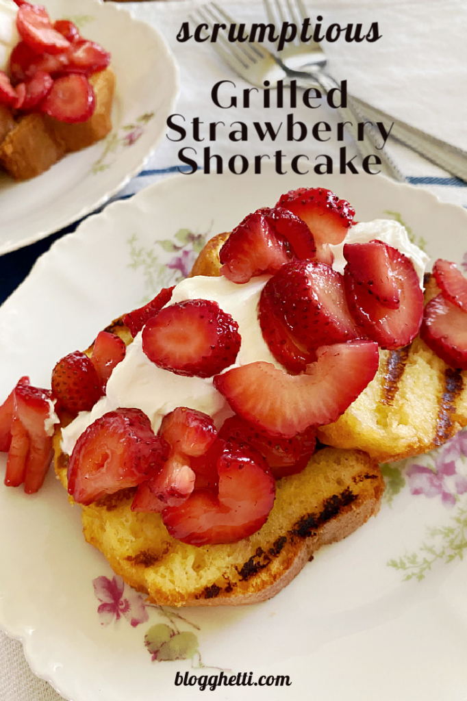 easy grilled strawberry shortcake with text overlay